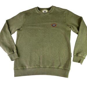 Mens Buckle Vissla Pullover Green Embroidered Patch Fleece Lining M Surf Skate